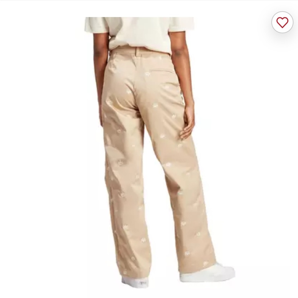 adidas Women's Originals All Over Mini Crest Chino Pant - Beige Size 16 - Picture 2 of 7